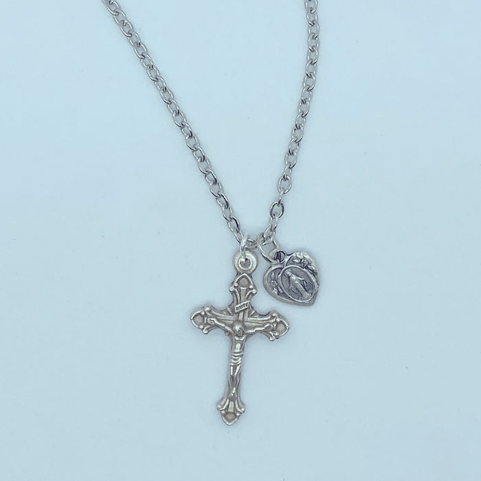 Crucifix with Heart Shaped Miraculous Medal (Copy)
