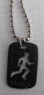 Track Medal Pendant in Black - Catholic Gifts Canada