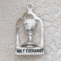 Sterling Silver Holy Eucharist Charm on 18" Chain - Catholic Gifts Canada