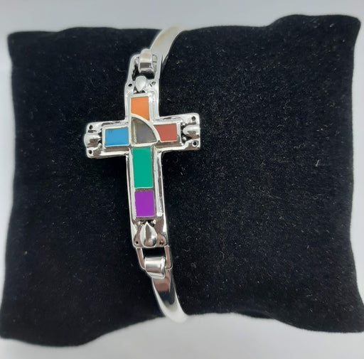 Inlay Cross Bangle - Style 1 - Catholic Gifts Canada