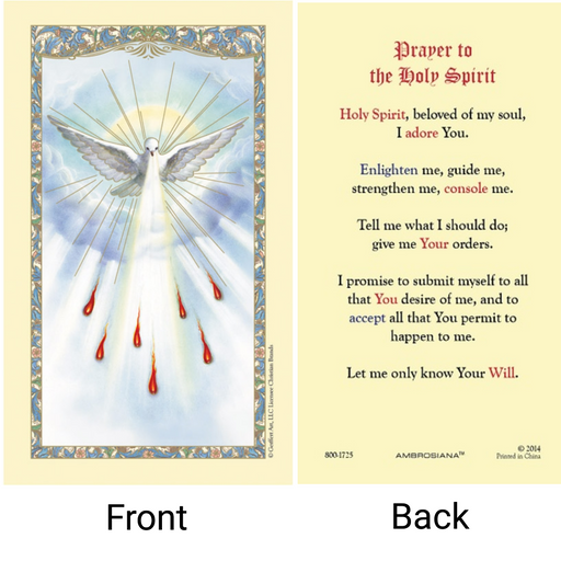 Holy Spirit Laminated Confirmation Card - Catholic Gifts Canada