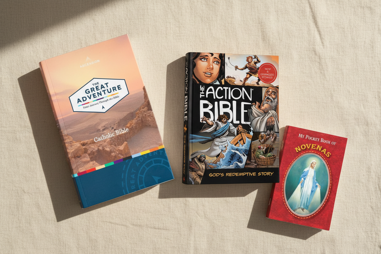 Bibles & Books Collection Flat Lay