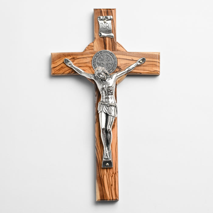9.5" St. Benedict Olive Wood Wall Crucifix