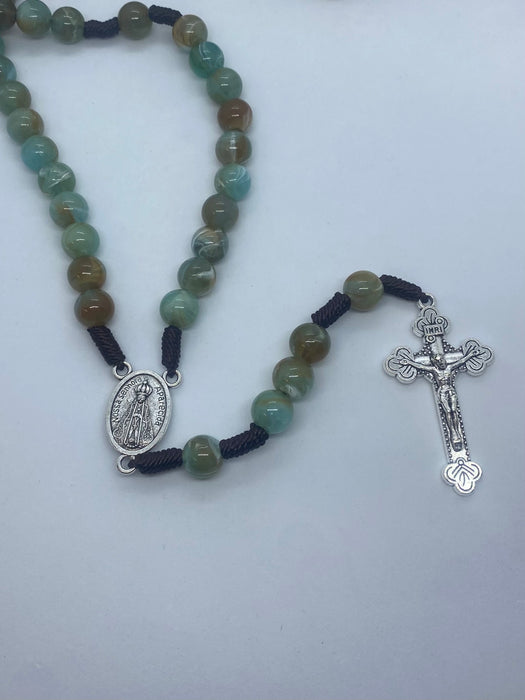 Vintage-Style Marble Bead Rosary – 8 mm