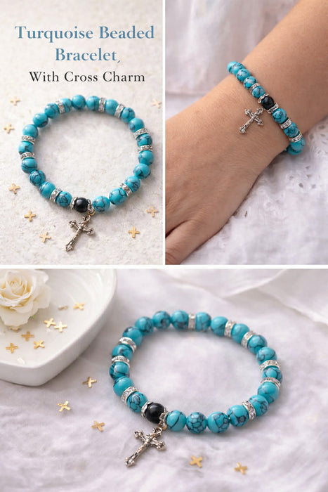 Turquoise Beaded Bracelet - Catholic Gifts Canada