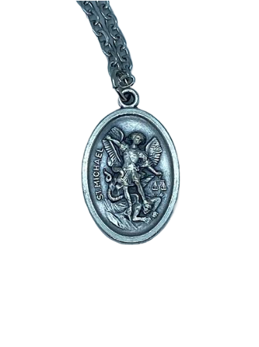 St. Michael Medal on 24" Chain, With Holy Card