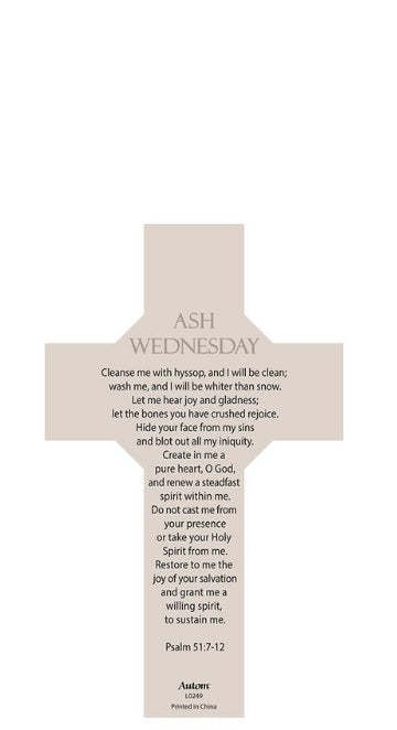 Ash Wednesday Cross Bookmark
