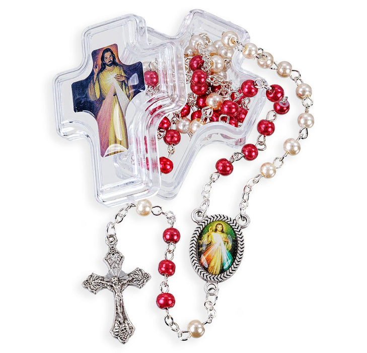 Divine Mercy Rosary In Cross Shaped Box