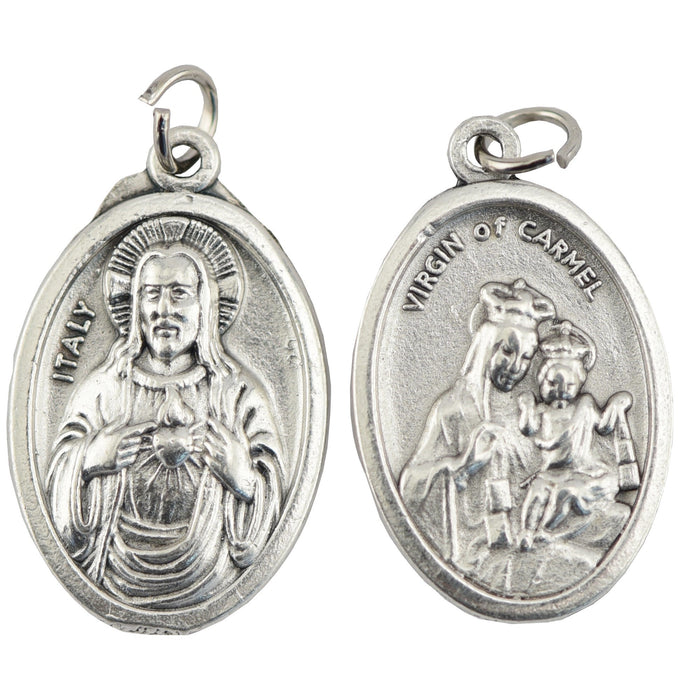 Sacred Heart of Jesus & Our Lady of Mount Carmel Medal, Made in Italy - Catholic Gifts Canada