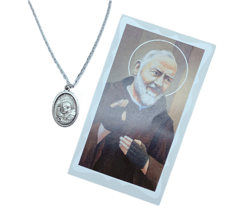 Saint Pio Medal (Padre Pio) With Holy Card