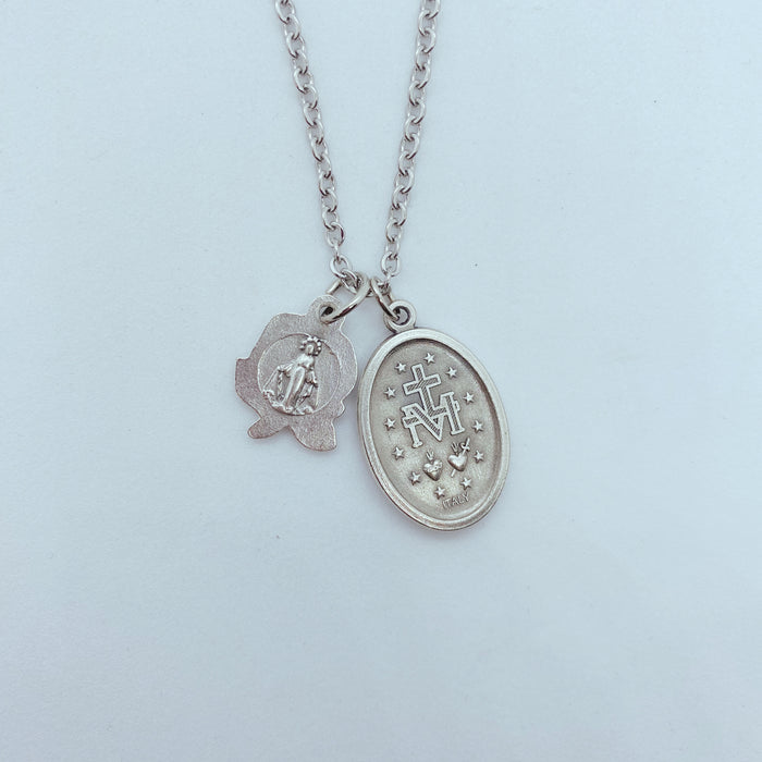 Miraculous Medal with Rose Charm