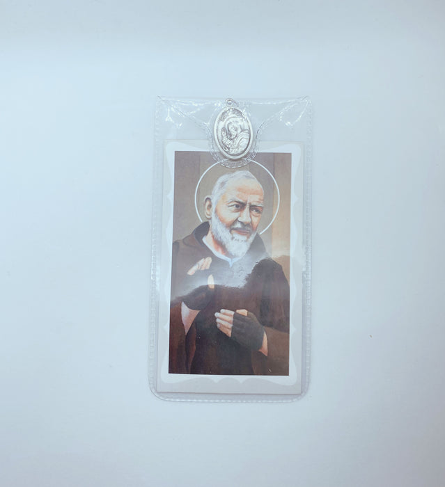Saint Pio Medal (Padre Pio) With Holy Card