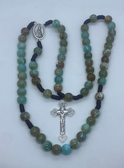 Vintage-Style Marble Bead Rosary – 8 mm