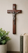 8" Walnut Wall Crucifix with Pewter Corpus - Catholic Gifts Canada