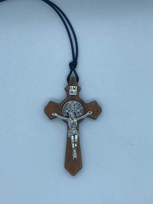 2.25” Olive Wood St. Benedict Crucifix on 30" Cord