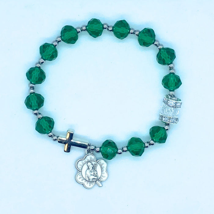 St. Patrick Crystal Bead Rosary Bracelet