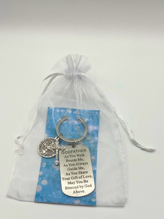 Godfather Blessing Keychain, Crucifix & St. Benedict Medal