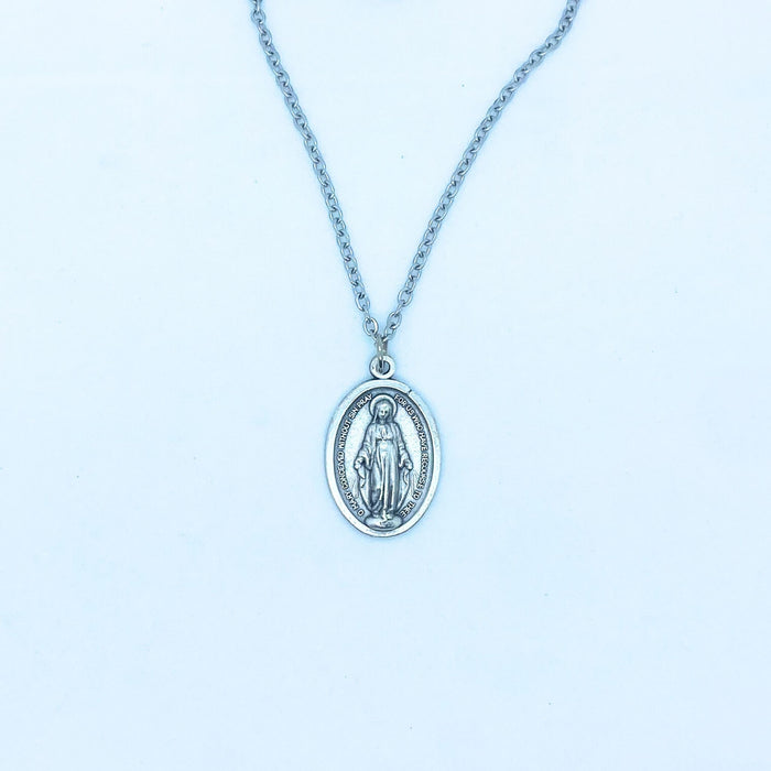 Miraculous Medal on 24" Chain, With Holy Card