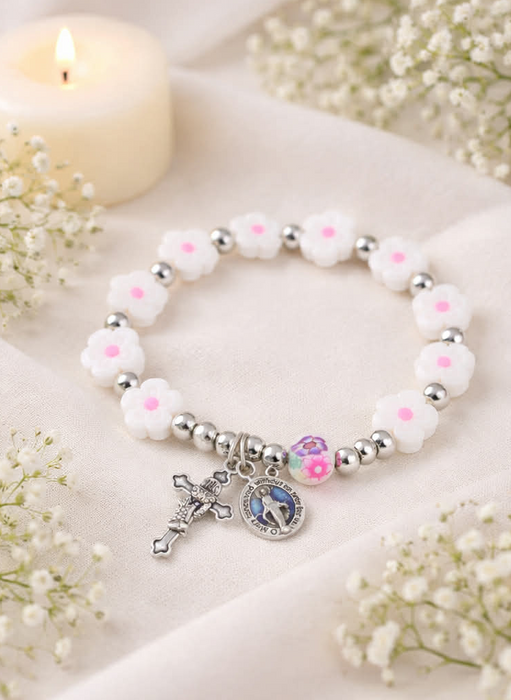 Handmade First Communion Rosary Bracelet for Girls, Made in Ontario Canada