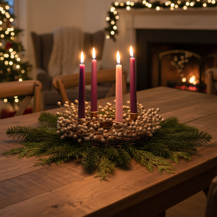 Champagne Berry Advent Wreath Lifestyle
