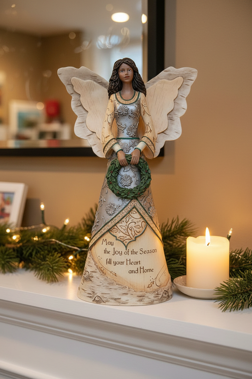 Christmas Angel with Wreath Lifestyle