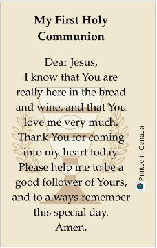 First Holy Communion Prayer Card – Catholic Communion Keepsake