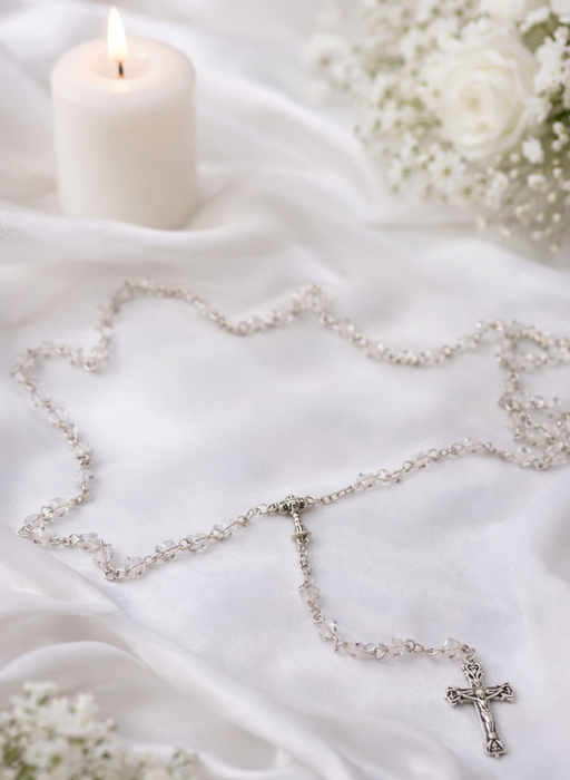 6mm Clear Rondelle Acrylic Bead Rosary with Chalice – First Communion - Catholic Gifts Canada