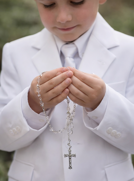 6mm Clear Rondelle Acrylic Bead Rosary with Chalice – First Communion - Catholic Gifts Canada