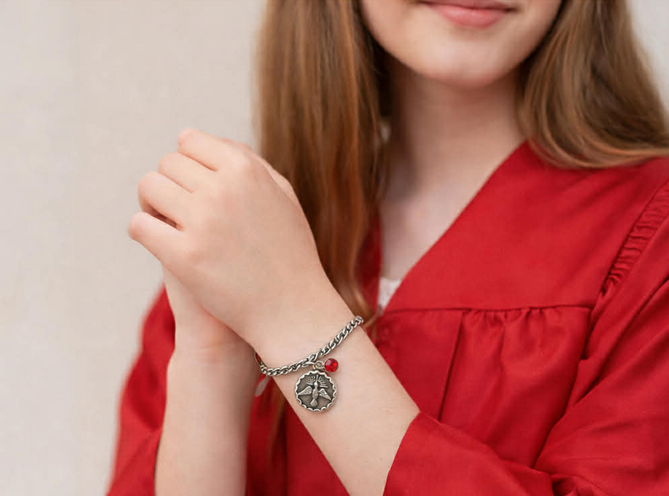 Confirmation Charm Bracelet – Red Crystal, Holy Spirit Charm