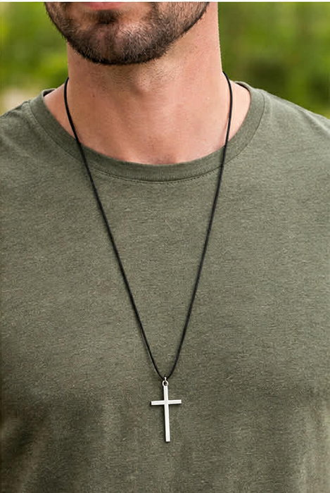 Handmade Silver Cross Pendant on Cord