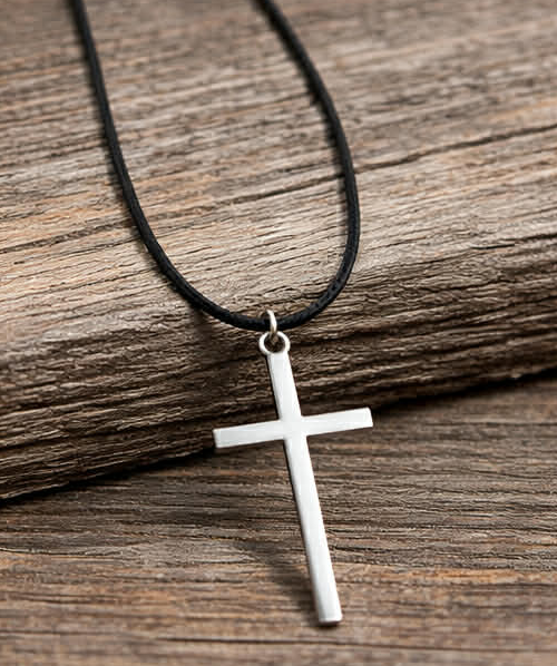Handmade Silver Cross Pendant on Cord
