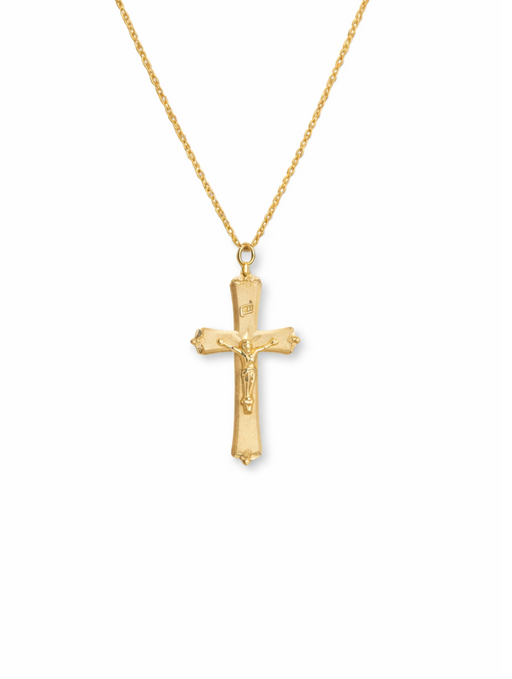 18k Gold on Sterling Silver Crucifix Necklace, 18" Chain, Gift Boxed, Catholic Jewelry - Catholic Gifts Canada