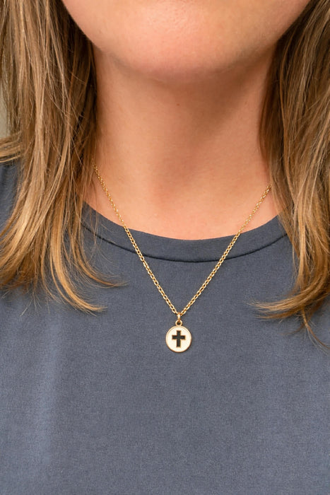 White Cross Cutout Necklace – Christian Faith Necklace