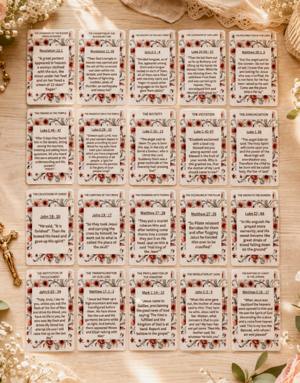 Rosary Prism with Floral Mystery Cards - Catholic Gifts Canada
