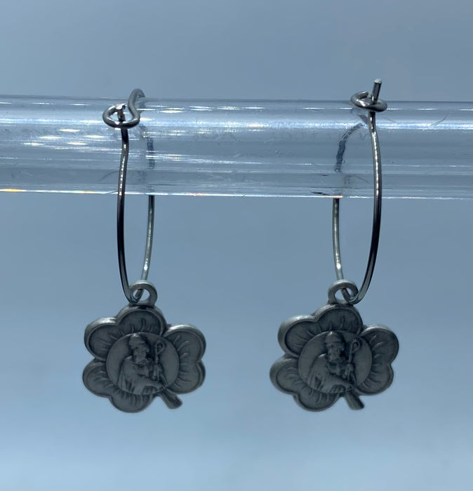 Clover Shaped St. Patrick Medal Earrings
