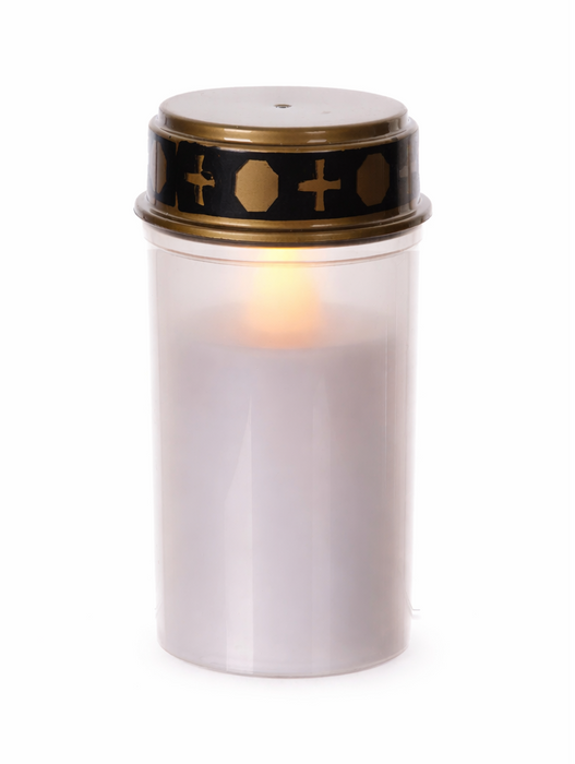 White LED Grave Candle 3" x 5", Memorial Flickering Light