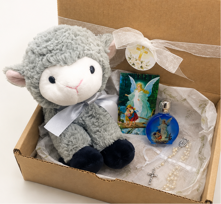 Little Lamb Baptism Blessing Gift Set, Grey Lamb