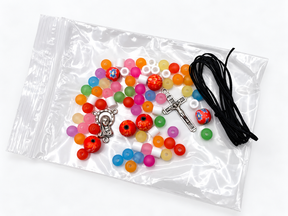 Glass Bead Rosary Making Kit, Floral Our Father Beads