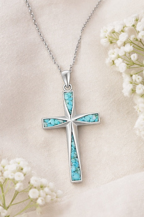 Turquoise Cross Pendant Necklace
