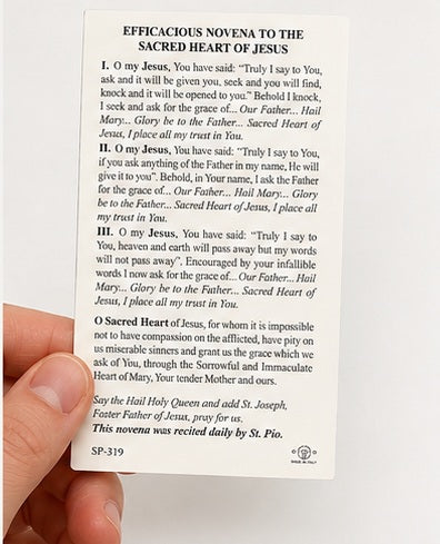 St. Padre Pio Medal Necklace with Prayer Card, 3/4" Medal on 24" Chain