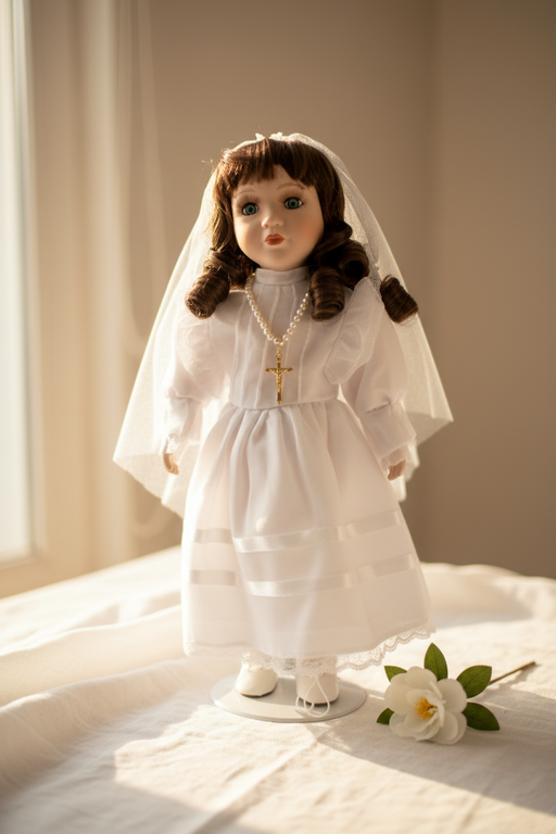 Porcelain Communion Doll - Brunette Lifestyle