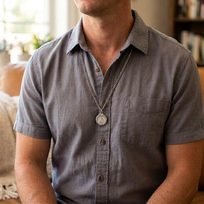 Revised Saint Jude lifestyle photo with a substantially smaller pendant