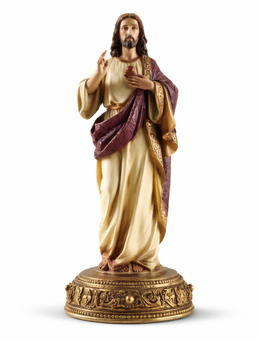 Sacred Heart of Jesus Statue, 10" Vibrant Heaven Protectors Saint Collection, Prayer Scroll Included - Catholic Gifts Canada