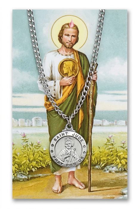 Sharpened original Saint Jude medal and prayer card photo