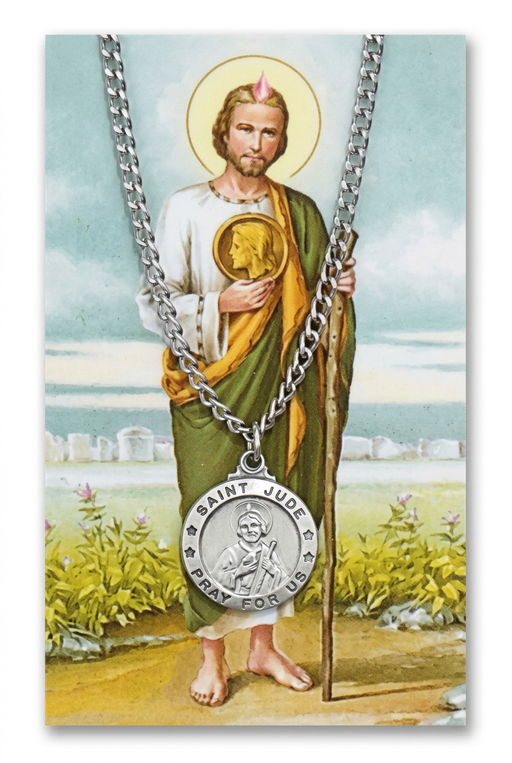 Sharpened original Saint Jude medal and prayer card photo