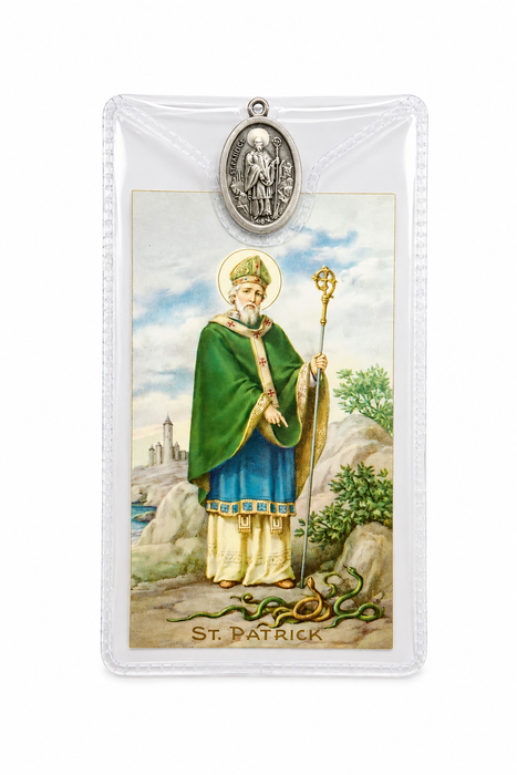 St. Patrick Medal on 24" Chain, With Holy Card