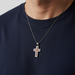 Stainless Steel Wood Cross Necklace - Small Pendant