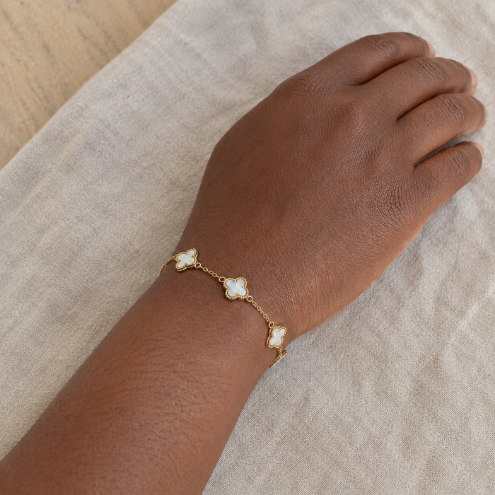 Gold-Tone Pearl-Look Cross Bracelet, Five Cross Design