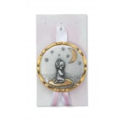 Two-Tone Crib Medal for Girls - Catholic Gifts Canada