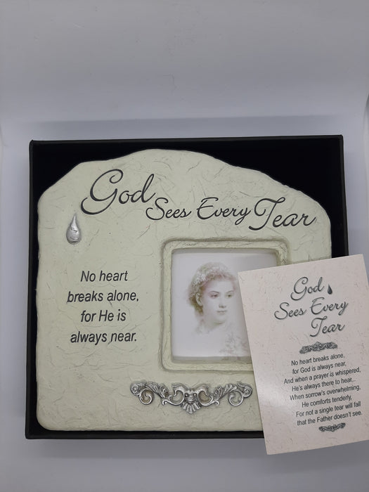 God Sees Every Tear Memorial Tabletop Frame - Catholic Gifts Canada